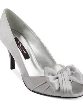 Nina Silver Satin Forbes Evening Pumps